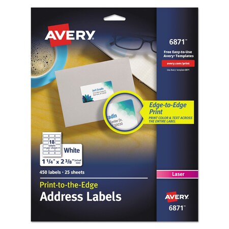 Avery Dennison Laser Label Color Print 18Up, White, PK450 6871